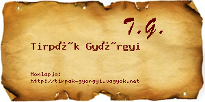 Tirpák Györgyi névjegykártya
